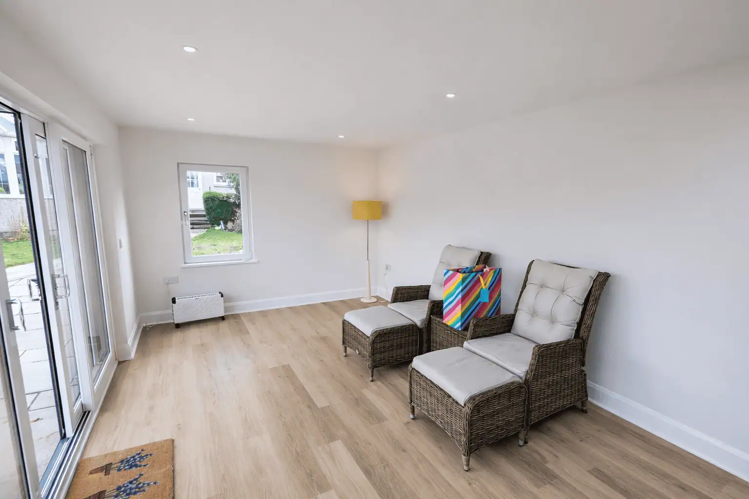 Furnished garage conversion interior in Edinburgh
