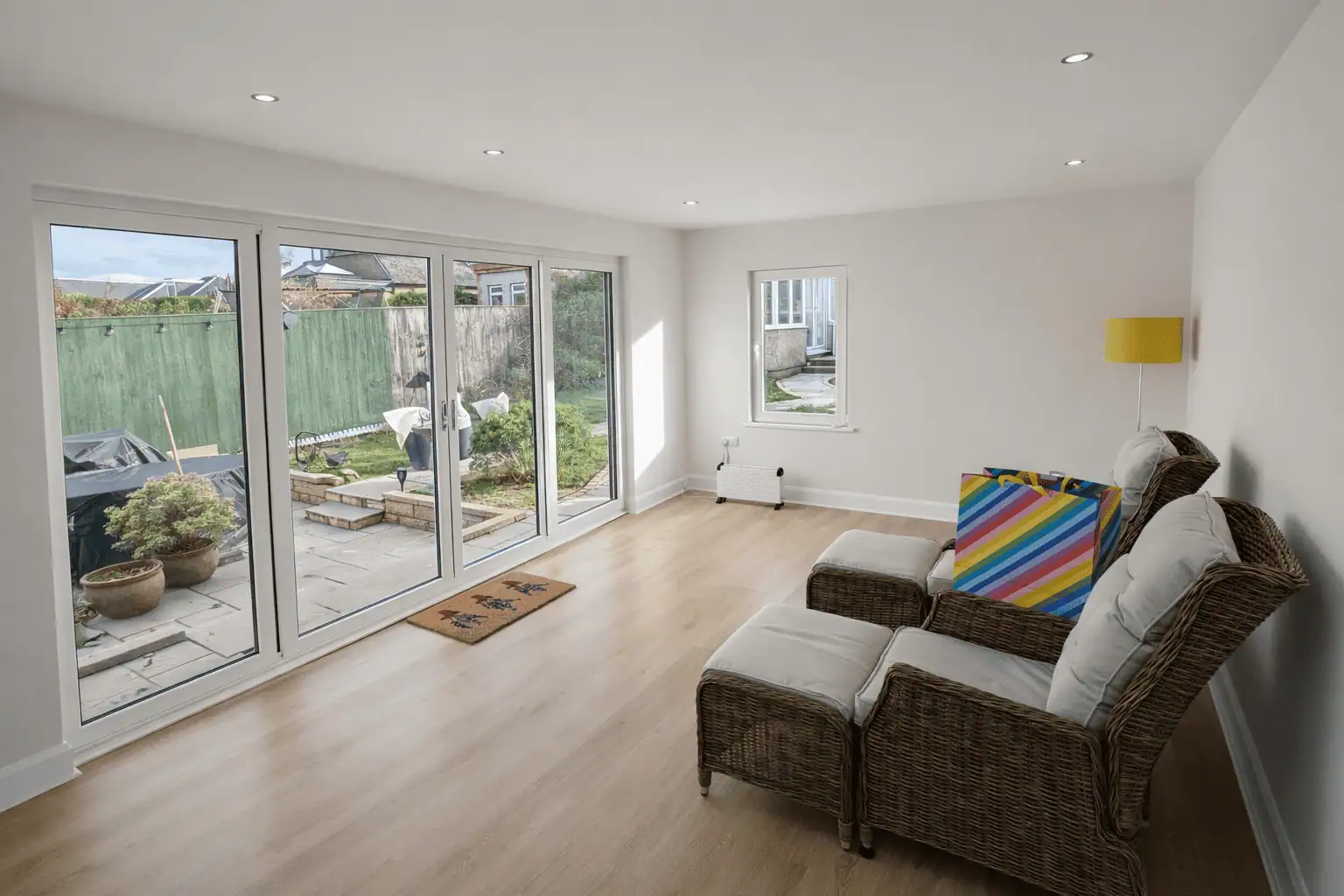 Converted garage living-space interior in Edinburgh