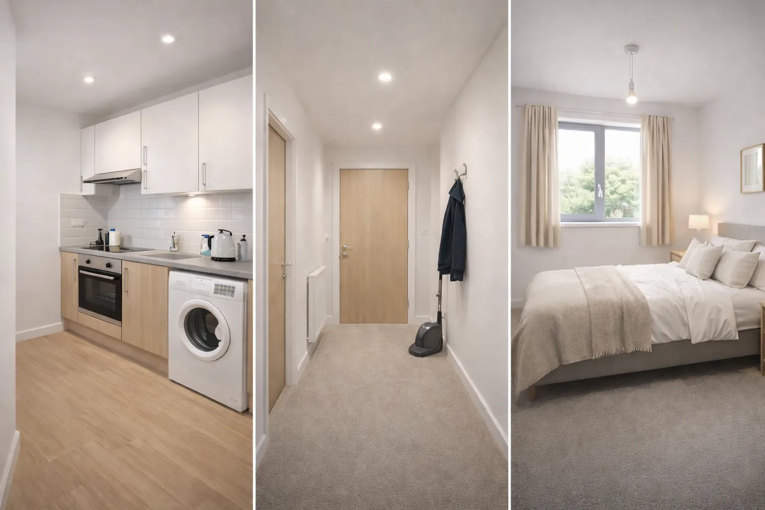 Completed flat renovation in Edinburgh showing a modern kitchen fitting